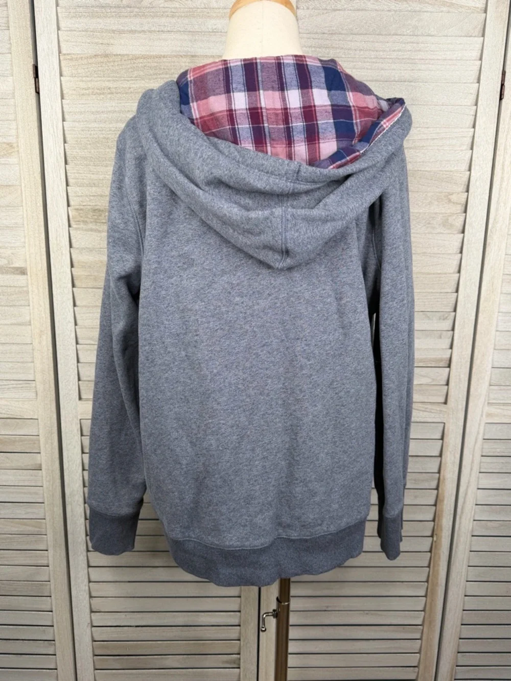 L.L. BEAN Women's Full Zip Flannel Lined Hoodie Sweatshirt Blue/Multi-XL - Picture 3 of 3